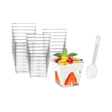 Imagem de Mini Copos Quadrados De Plástico Transparente Para Sobremesas 1-100PCS