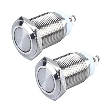 Imagem de DMWD Pacote com 2 interruptores de botão de pressão de 16 mm à prova d'água com furo de montagem de 16 mm terminais de parafuso de furo de montagem 250V 5A 1NO