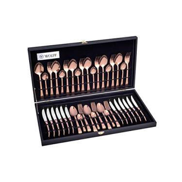 Imagem de FAQUEIRO 101PC BERNA DOURADO ROSÉ C/ESTOJO DE MADEIRA