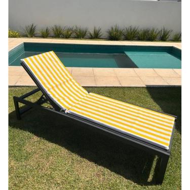 Imagem de Almofada Colchonete Para Espreguiçadeira Listrada Amarela