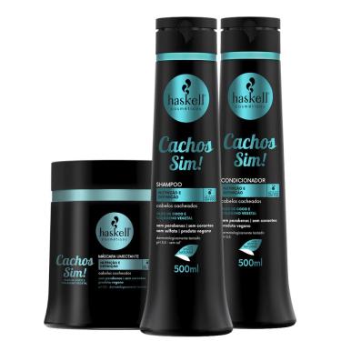 Imagem de Kit Haskell Cachos Sim! Shampoo, Condicionador e Máscara (500ml/g)