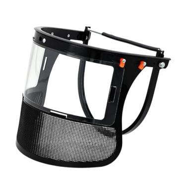 Imagem de Esquirla Protetor facial para capacete rígido, protetor facial dobrável, antirrespingos, resistente, com suporte de alumínio, tela de arame de aço para capina,