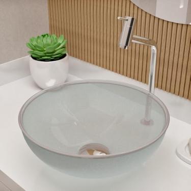 Imagem de Cuba Pia De Apoio Vidro Redonda 29cm Para Banheiro Lavabo Cristal(Transparente)