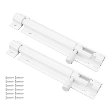 Imagem de bociloy 2 peças de trava deslizante de liga de alumínio branca de 10 cm, trava de segurança resistente para janela de porta interna externa trava deslizante barril parafuso deslizante ferrolho de