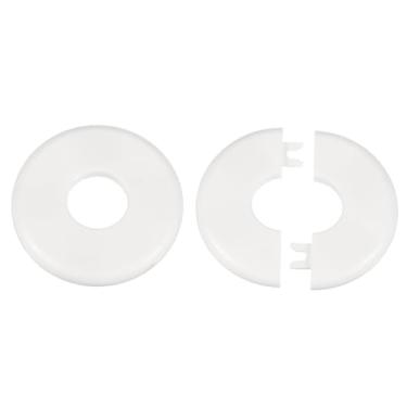 Imagem de HARFINGTON 2 peças flange dividida na parede 26,5 mm/1" placas de cobertura de encanamento autoadesivas plástico ABS placa de escudo redondo design de fivela para tubo de água banheiro decoração de