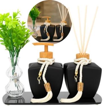 Imagem de Kit Lavabo Banheiro Luxo Estrela 280ml Saboneteira Difusor Com Bandeja