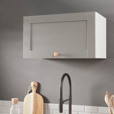 Imagem de Armário Aéreo 1 Porta Basculante 60cm Arizona Cabecasa Madeiramadeira Branco/Cinza