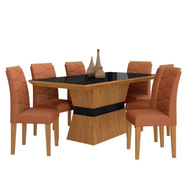 Imagem de Sala De Jantar 6 Cadeiras Nazca Cinamom/pret/terrac - Móveis Arapongas