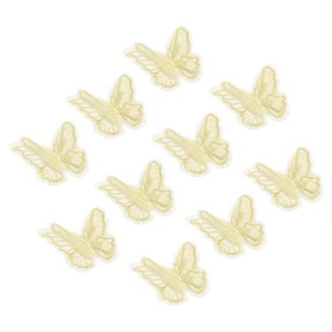 Imagem de PATIKIL 10 apliques de borboleta, 5,8 cm de camada dupla de renda organza com apliques costurados em apliques para casamento, noiva, roupas, roupas, chapéu, cortina, amarelo