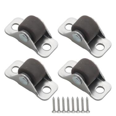 Imagem de WELWIK 4 peças mini rodízios pretos de 1/2 polegada autoadesivos unidirecionais, placa fixa de metal, rodízios baixos de borracha, adequados para azulejos de madeira, tapetes de vidro, concreto