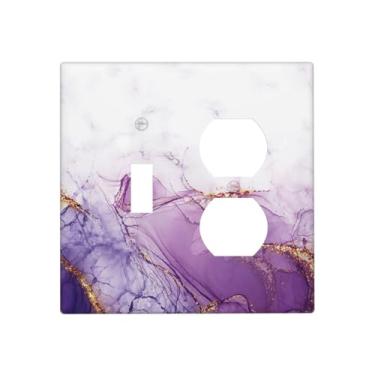 Imagem de Mármore Ametista Violeta Roxa 1 Gang Sem Dispositivo Tomada Placa de Parede Luz em Branco Interruptor Placa Elétrica Decorativa Decoração de Quarto