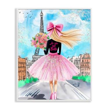 Imagem de Stupell Industries Design de arte giclée emoldurado branco parisiense Fashionista & Bouquet por Jess Stempel, 20 x 16