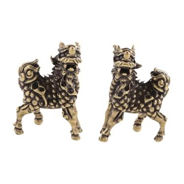 Imagem de Bothyi 2 peças Feng Shui Pixiu Estátua Animal Ornamento Boa Sorte Mesa Centro de Mesa Besta Mítica Chinesa para Sala de Jantar Gabinete de Escritório