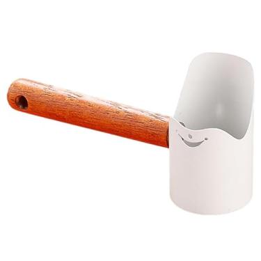 Imagem de ShengQuanHao Colher Medidora de Alimentação, Copo Dosador, Feita de aço Carbono Resistente com Cabo de Madeira Confortável para Dosagem Precisa para Alimentação de, Branco