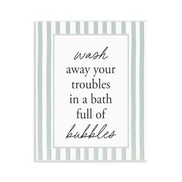 Imagem de Stupell Industries Frase de banho de espuma em listras design de arte de placa de parede por Lettered and Lined, 14 x 11