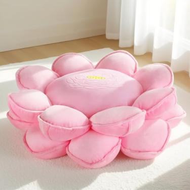Imagem de Almofadas de chão de flor de lótus, almofada grande inspirada no design de flor de lótus, assentos decorativos para sala de estar, quarto e lounge, almofada de chão lavável macia para relaxamento e