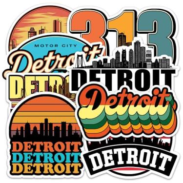 Imagem de Adesivo Detroit 8 peças (tamanho grande) adesivos de vinil para laptop decalque à prova d'água para para-choques de carro, garrafa de água, caderno, bagagem, janela, festa, aniversário, decorações