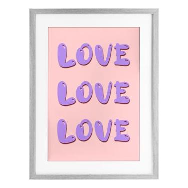 Imagem de Stupell Industries Impressão emoldurada cinza Love Bubble Lettering Under Glass por Pooja Dave, 23 x 17