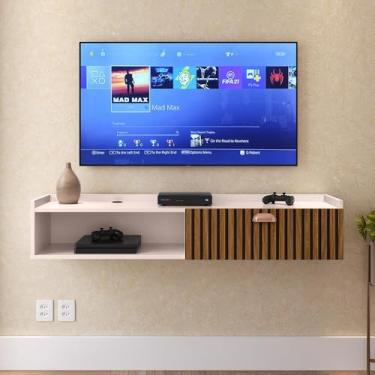 Imagem de Rack Home Classic 0,90 para Sala de Estar - Suporte para TV e Decoração Moderna, Sala, Quarto - Loja Inova BR (Off White/Ripado)