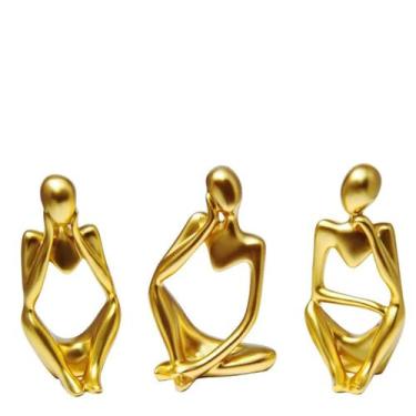 Imagem de Trio Pensadores Estátua Decorativa Figura Enfeite Mesa Sala Minimalist