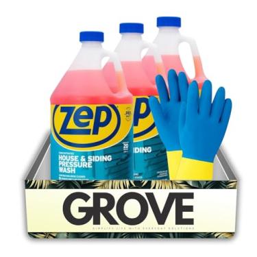 Imagem de Zep Lavagem à pressão sem perfume para casa e tapume pacote líquido de 1 galão com luvas de limpeza – Remove sujeira e manchas de revestimento de vinil, decks e cercas – conjunto de presente (3 itens)