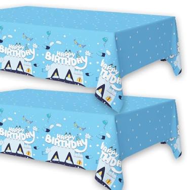Imagem de Blue Dog Birthday Party Supplies and Decorations Tablecloths (Pack of 2) 51"x87", Blue Themed Cute Table Cover for Kids Boy Girl Dog Birthday Party Supplies