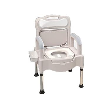 Imagem de Cadeira dobrável de cabeceira, cadeira perfurada ajustável em altura, cadeira de vaso sanitário com apoios de braços para banheiro, cadeira de chuveiro antiderrapante, cadeira alternativa de vaso