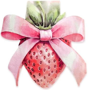 Imagem de WRAPAHOLIC 20 guardanapos de papel de morango - 2 camadas em forma de laço de morango, guardanapo descartável de almoço para casamento, festa de aniversário de meninas e chá - 16 x 15 polegadas