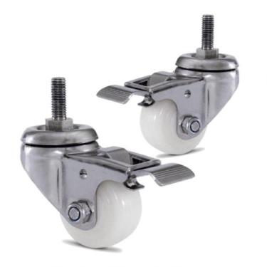 Imagem de 2 Rodizio Inox 2 Pol. Roda Nylon Com Espiga Com Freio - COLSON