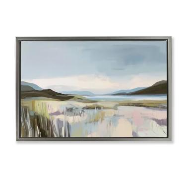 Imagem de Stupell Industries Tela flutuante cinza paisagem Verdant Coast Design de arte de parede por Elara Yasna, 21 x 31