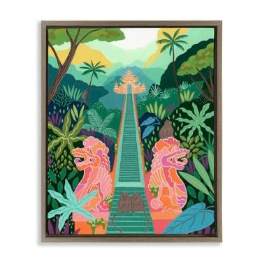 Imagem de Stupell Industries Arte de parede em tela flutuante marrom da floresta de macacos para o templo por Courtney Haley, 78 x 63 cm