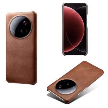 Imagem de Capa para Xiaomi 15 ULTR,Proteção contra quedas,Casca de volta de cor sólida simples,Design de couro de imitação de plástico-Brown