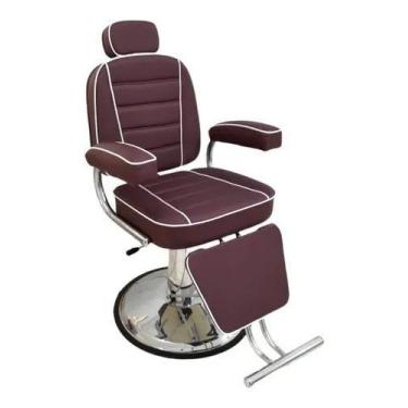 Imagem de Cadeira Valentina Reclinável Hidráulica Estofado Vinho Acetinado com b