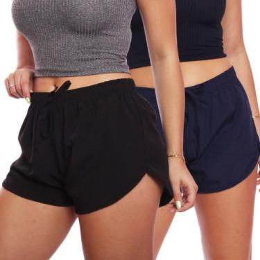 Imagem de Kit 2 Shorts Curto Feminino Tactel Praia Piscina Academia Corrida - Ad