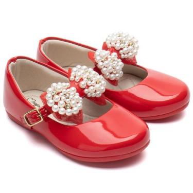 Imagem de Sapatilha Infantil Feminina Menina Laço Perola Vermelha LMV02-LP - Mag