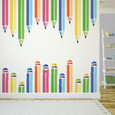 Imagem de Papel de Parede Painel Lápis de Cor Aquarela 4 rolos - 6m² - Quartinho