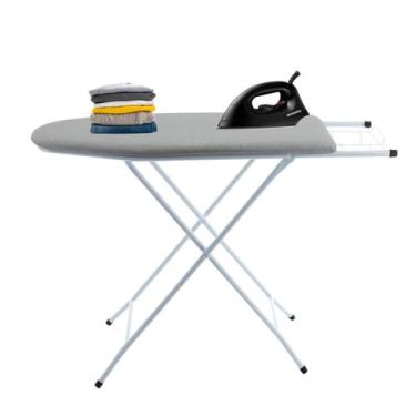 Imagem de Tábua De Passar Roupas Em Aço Reforçado Com Porta Ferro Tecido Metaliz