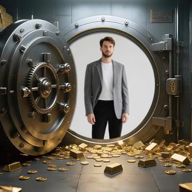 Imagem de WADORN Pano de fundo com tema Bank Vault, 1,8 x 1,8 m para dinheiro, cofre, banner, fundo metálico para fotografia de porta de segurança para festa de aniversário, suprimentos de decoração de casa