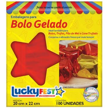 Imagem de Embalagem para Bolo Gelado LuckyFest 20x22cm Ideal para Bolos Gelados, Trufas, Cone Trufado (Vermelho)
