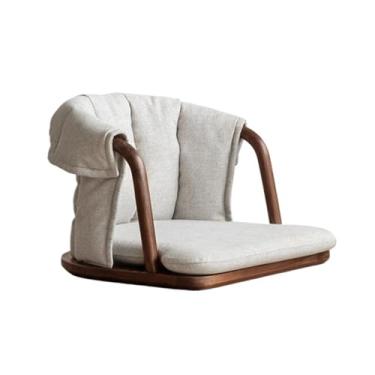 Imagem de GRFIT Cadeira de chão portátil, cadeira de chão com suporte para as costas, cadeiras de tatami de meditação de madeira maciça, cadeira de encosto estilo zen chinês com almofada, assento de cadeira de