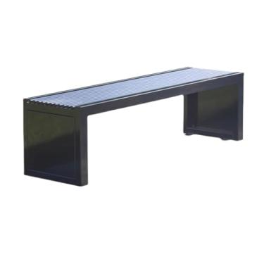 Imagem de Banco externo banco de descanso de jardim, cadeira de aço sem costas, varanda e parque ao ar livre, bancos de jardim pretos (médio)