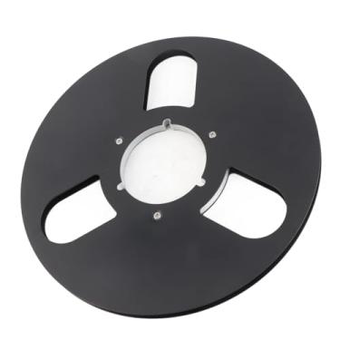 Imagem de Carretel de Recolhimento de 10 Polegadas, Carretel de Recolhimento de Liga de Alumínio de Áudio de Carretel Aberto, Carretel de Resistência Ao Vento de 3 Furos, Carretel de Fita Vazio de 1/4 de 10 (Preto)