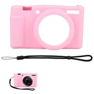 Imagem de Capa Protetora de Silicone Macio para Câmera Sony ZV-1 ZV-1 II ZV-1M2 com Alça Pulso Capa Protetora Tela Anti-Riscos Presente para Entusiastas Digitais, Fácil de Transportar (Rosa)