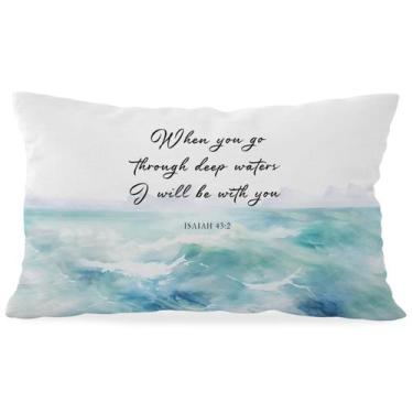 Imagem de Capa de travesseiro Wheatwin Beach Bible 30x50cm Aquarela cristã