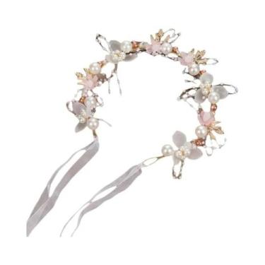 Imagem de Tiara De Pérolas Com Flores Para Meninas, Acessório De Cabelo Romântic