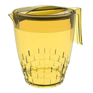 Imagem de Jarra com Tampa 3L Trama Crippa de Plástico Água Suco Bebidas Amarelo Transparente
