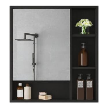 Imagem de Armário Banheiro De Parede 1 Porta Com Espelho Selene Casa JD (Preto)