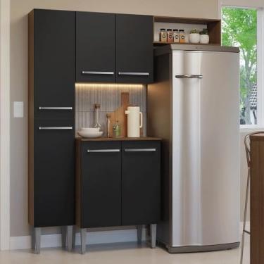 Imagem de Armário de Cozinha Compacta 156 cm Rustic/preto Emilly Madesa 03