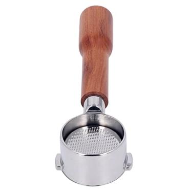 Imagem de 51mm Coffee Bottomless Portafilter, Destacável de Aço Inoxidável Bottomless Naked 2 Ear Portafilter Com Filtro Cesta Substituição Handle Madeira para EC0310 Coffee Makers (estilo 1)