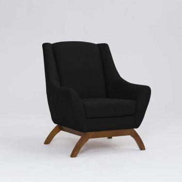 Imagem de Poltrona para Sala de Estar Base em Madeira Juliet Mecla Preto